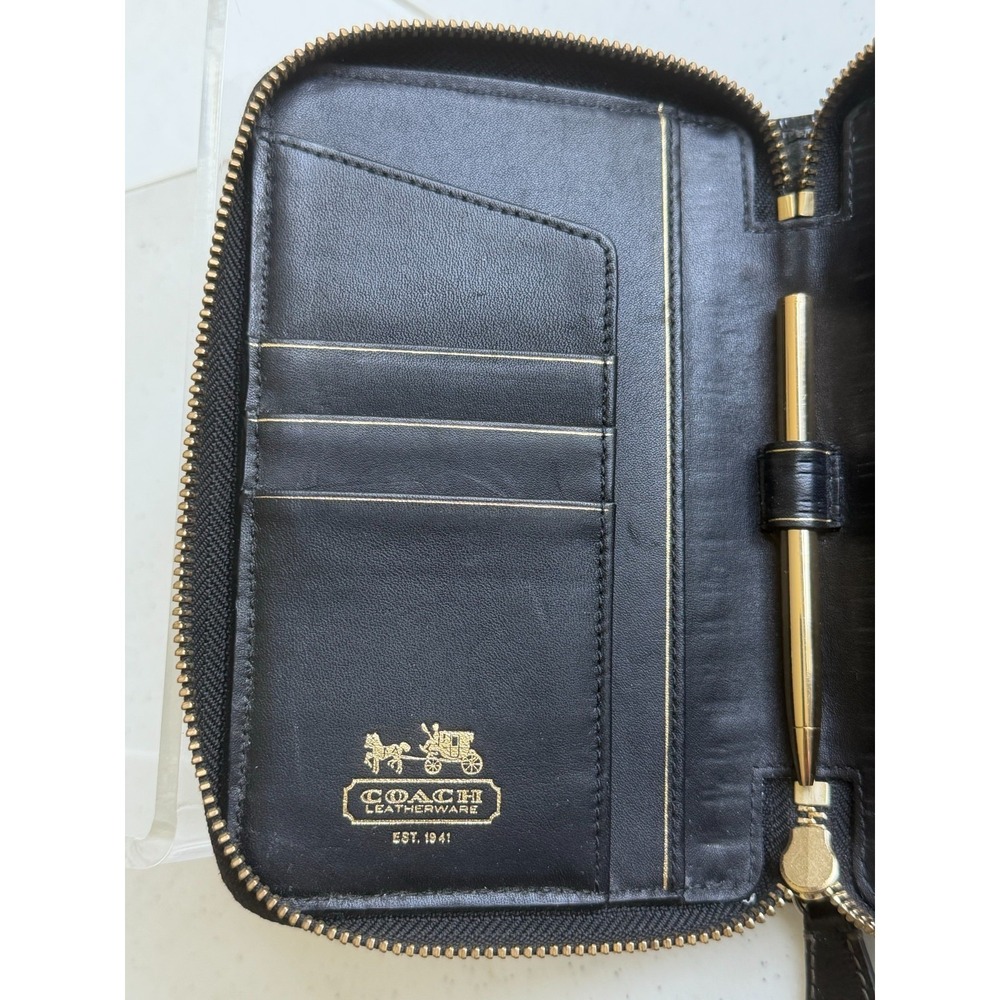 Vintage Coach Signature Stitch Black Op Art Stitched Wallet Card Holder - Picture 16 of 16
